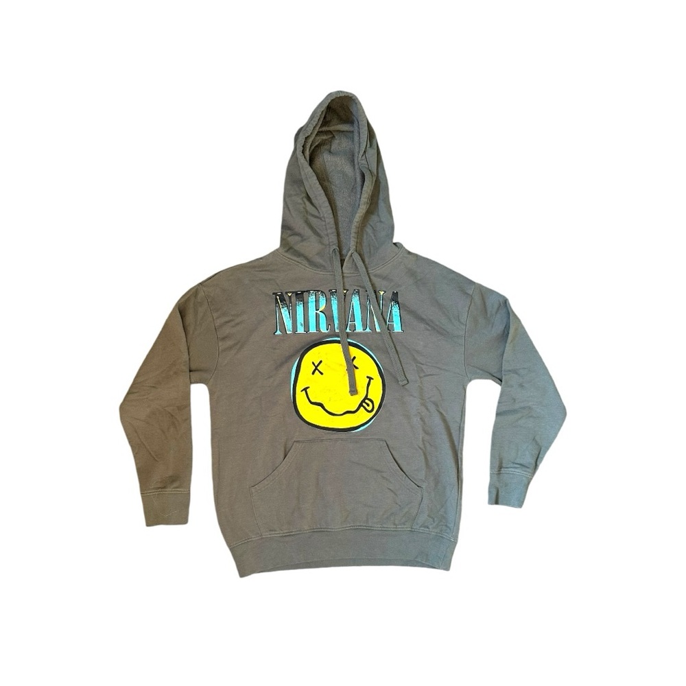 Nirvana Smiley Face Hoodie Lightweight Grunge Punk Logo Kurt Cobain Size Small
